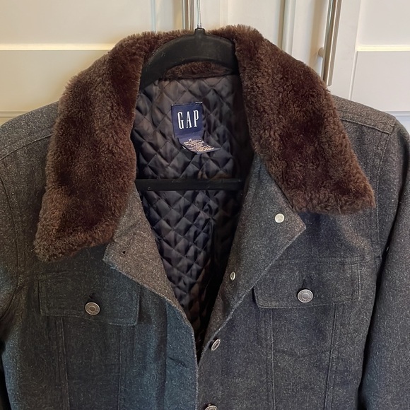 Gap Wool Button Down Jacket Unisex Size M - Picture 7 of 14